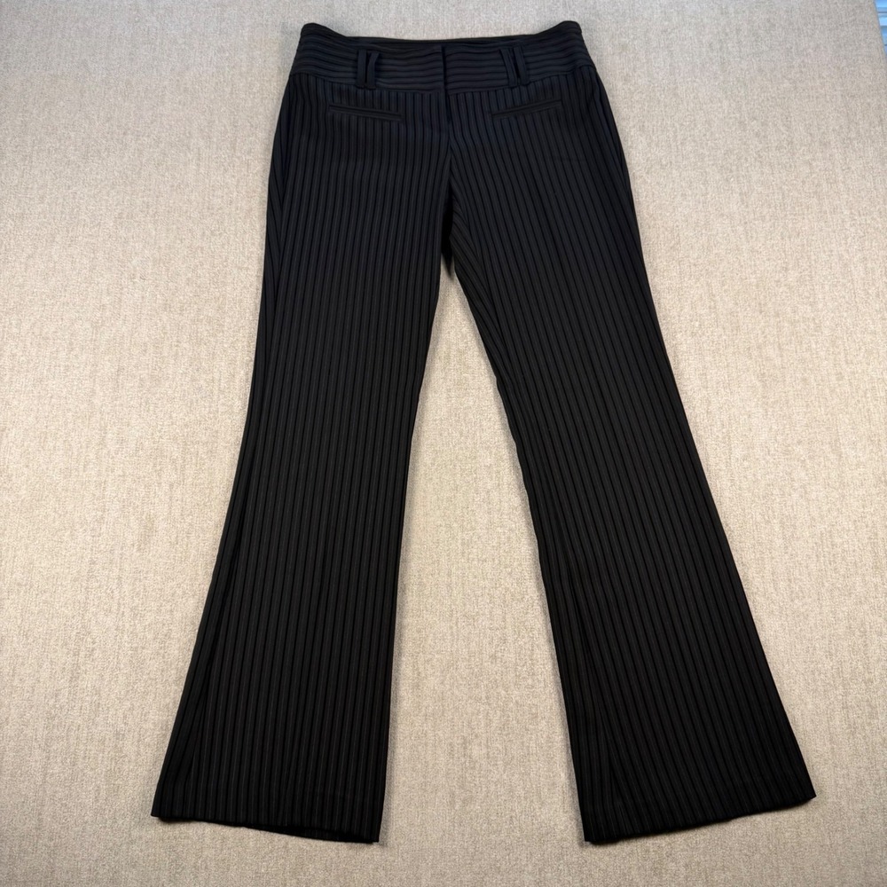 Tracy Evans Pinstripe Dress Pants Womens 5 Black Bootcut Stretch Trousers
